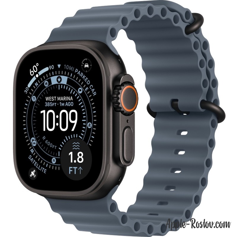 Apple Watch Ultra 3 (2025) 49mm Black Titanium Case ремешок Anchor Blue Ocean Band
