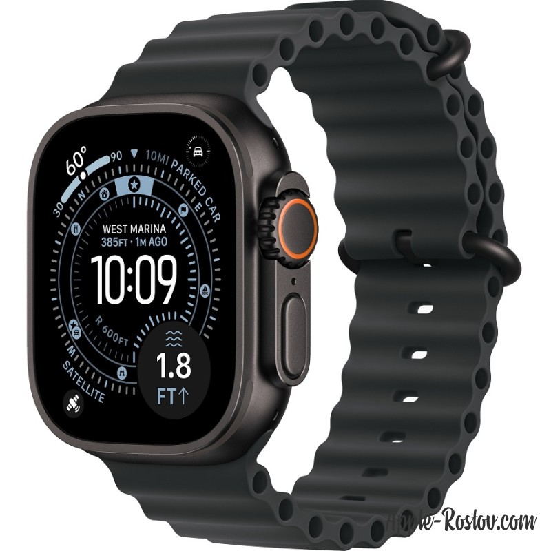 Apple Watch Ultra 3 (2025) 49mm Black Titanium Case ремешок Black Ocean Band