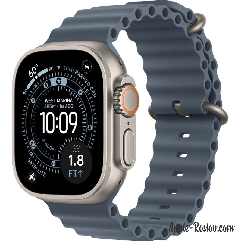 Apple Watch Ultra 3 (2025) 49mm Natural Titanium Case ремешок Anchor Blue Ocean Band