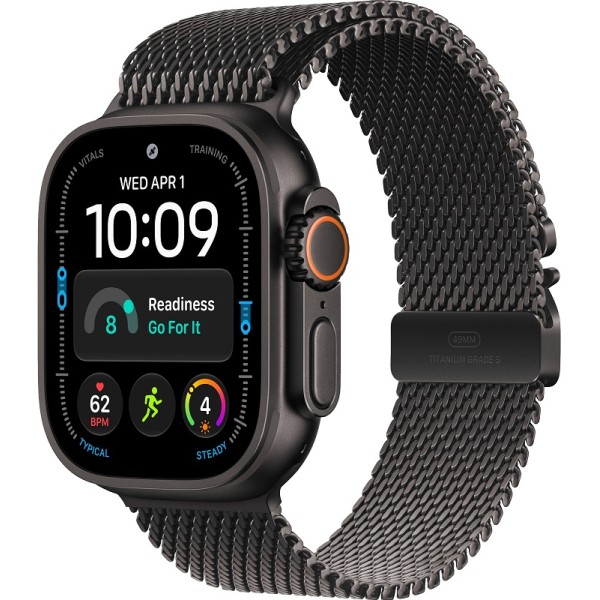 Apple Watch Ultra 4 49mm Black ремешок Black Titanium Milanese Loop