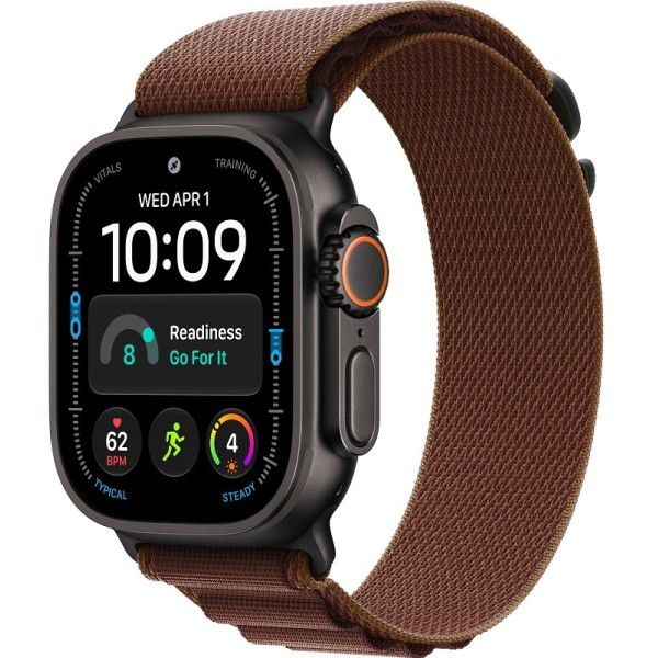 Apple Watch Ultra 4 49mm Black ремешок Burgundy Alpine Loop
