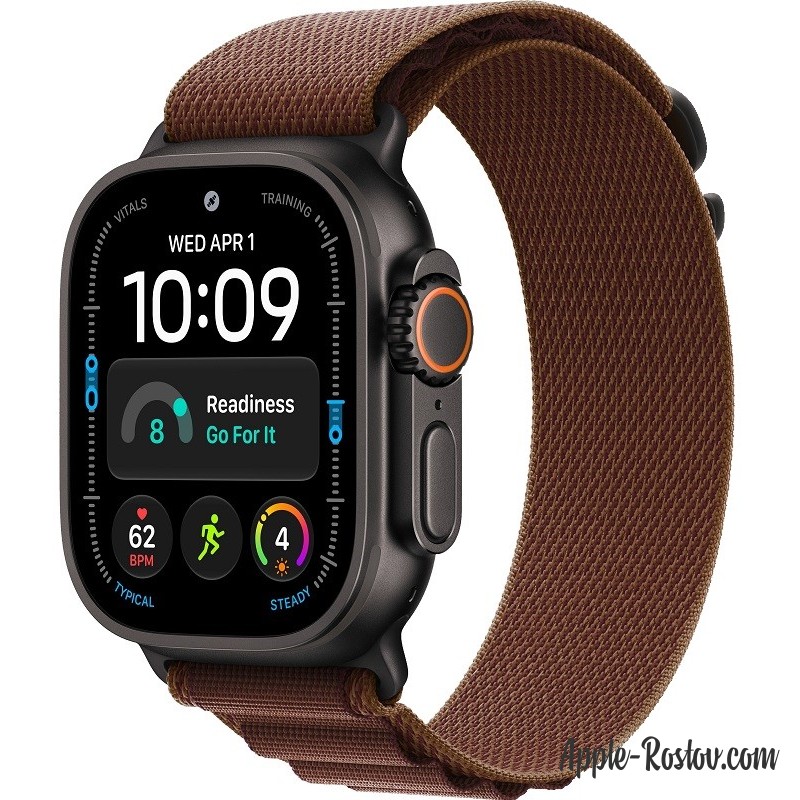 Apple Watch Ultra 4 49mm Black ремешок Burgundy Alpine Loop