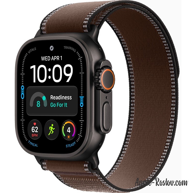 Apple Watch Ultra 4 49mm Black ремешок Dark Umber Trail Loop