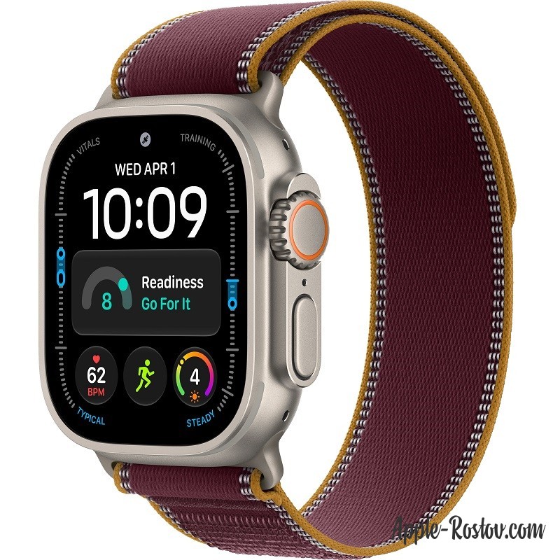 Apple Watch Ultra 4 49mm Natural ремешок Burgundy Trail Loop