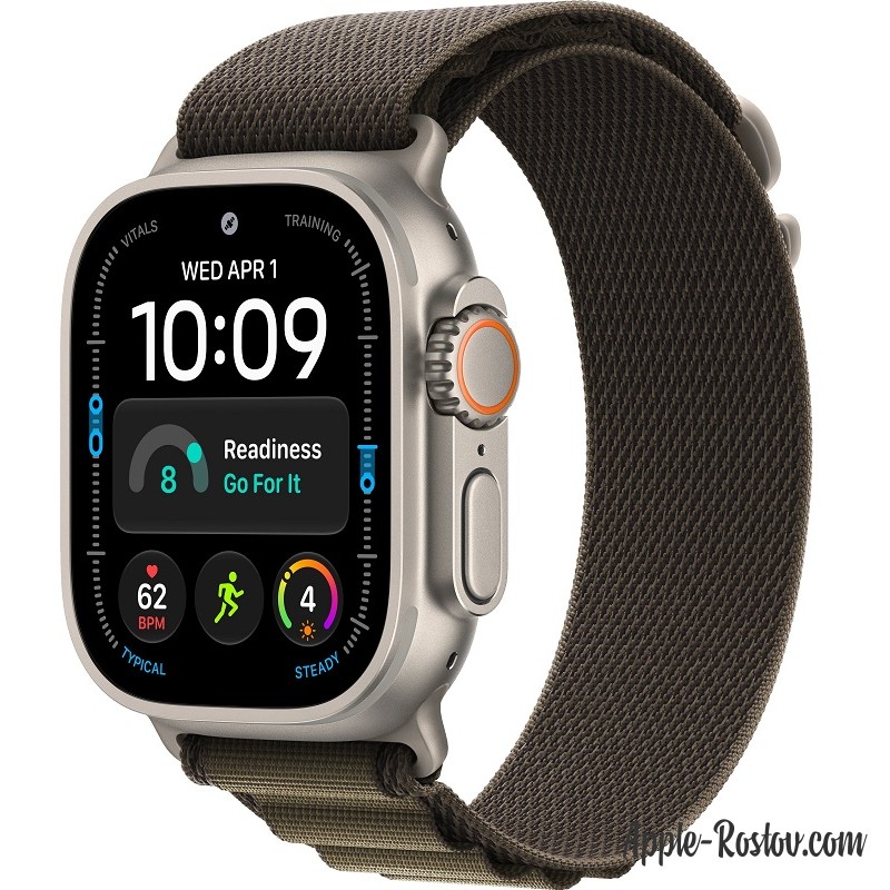 Apple Watch Ultra 4 49mm Natural ремешок Dark Olive Alpine Loop