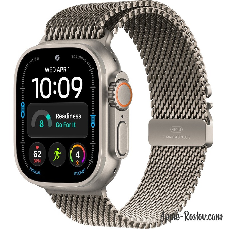 Apple Watch Ultra 4 49mm Natural ремешок Natural Titanium Milanese Loop