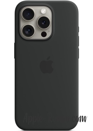 Silicone case iPhone 15 Pro Max MagSafe Black